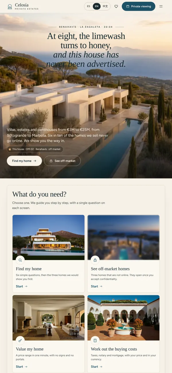 The same home page on a phone.