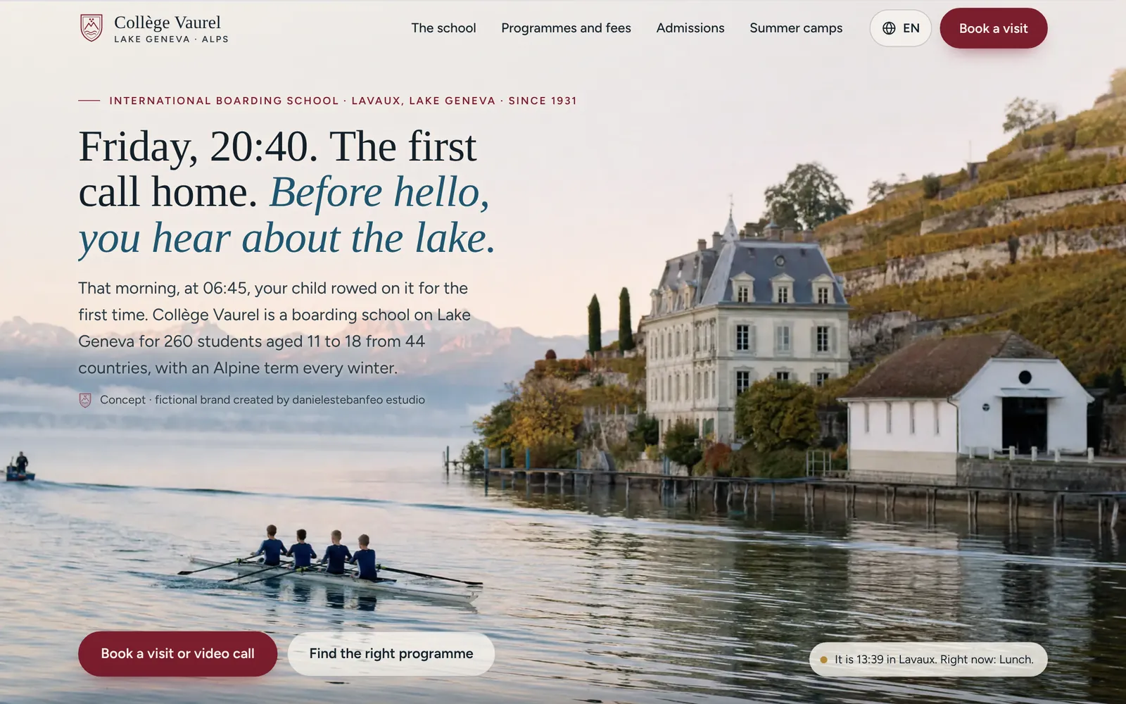 Home page of Collège Vaurel, the concept, on a laptop.